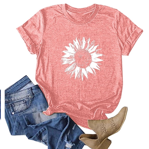 Summer Saving Clearance! Graphic Tees Cruise Wear for Women 2023 Summer Clothes for Teen Girls Cute Clothes for Girls Dinosaur Clothes for Girls Orange Tops for Women Teen Girl Topsv Neck Graphic