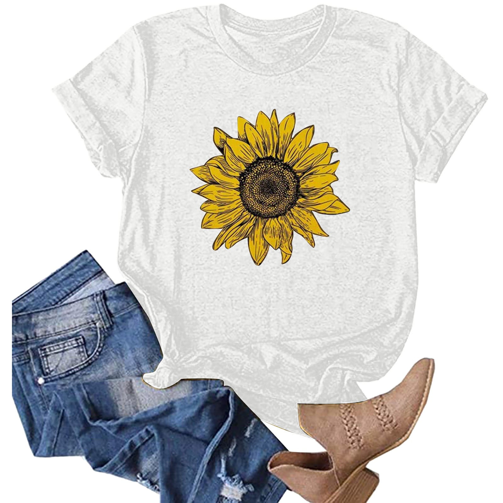 Summer Saving Clearance! Graphic Tees Western Shirts for Women Cute Clothes  for Teens Teen Clothes Girls Trendy Shirts with Sayings Graphic T Shirts  for Women Shirts for Women Graphic Tees Yd-White 