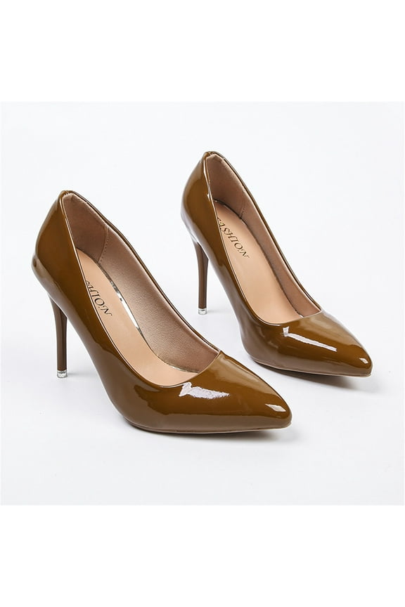 Summer Saving Clearance! Itsun High Heels Spring and New Fashion Shallow Mouth Pointed Thin Heels Women's Shoes Coffee US Size 9.5