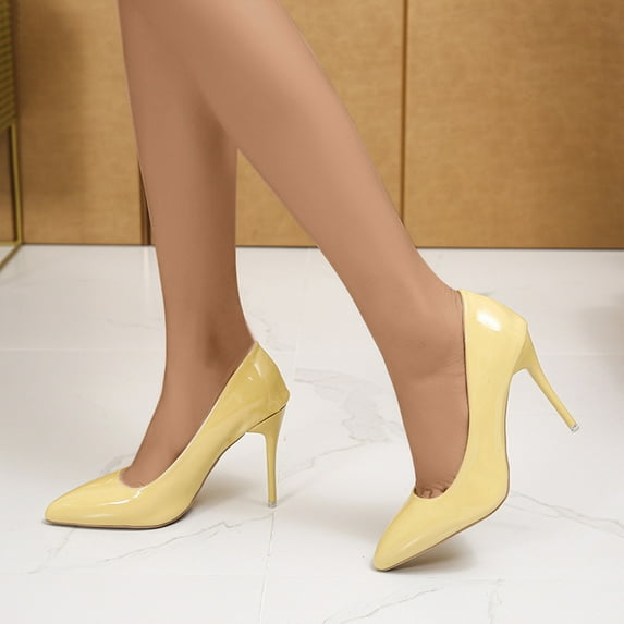 Summer Saving Clearance! Itsun High Heels Spring and New Fashion Shallow Mouth Pointed Thin Heels Women's Shoes Khaki US Size 4.5