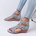 thumbnail image 1 of Summer Saving Clearance! Itsun Women's Wedge Sandals Women's Cut-Out Casual Slippers Wedge Heel Shoes Buckle Comfortable Sandals Gray US Size 6, 1 of 5