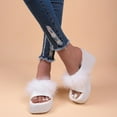 thumbnail image 1 of Summer Saving Clearance! Itsun Women's Wedge Sandals Women's Wedge-Heeled Plush Slippers High-Heeled Shoes Platform Beach Sandals White US Size 7.5, 1 of 5