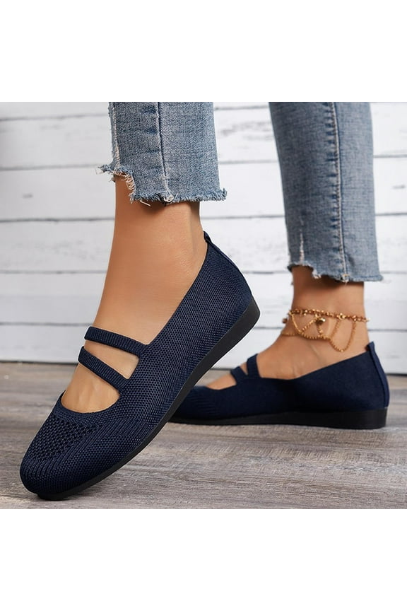 Summer Saving Clearance! Itsun Womens Dress Shoes Womens Multicolor Round-Toe Flats Shoes Lightweight Soft Sneakers Casual Shoe Dark Blue US Size 7.5