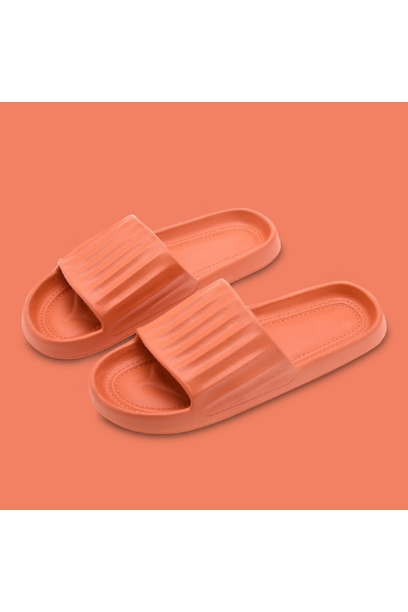 Summer Saving Clearance! Itsun Womens Slides Women Men Slippers Home Couple Shoes Indoor Outside Soft Soled Slippers Orange US Size 7
