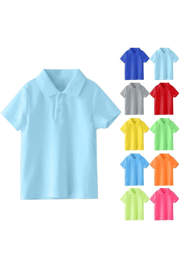 Baby Boys' Girls' Summer Polos Toddler Turndown Neck Short Sleeve Pullover Tops Baby Girl Clothes Solid Color T-Shirts for 10 Years