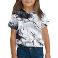 thumbnail image 1 of Kukoosong Girls Summer Tops Kids Crew Neck Short Sleeve Basic Tee Tops Toddler Girl Clothes Print T-Shirts for 4 Years, 1 of 5