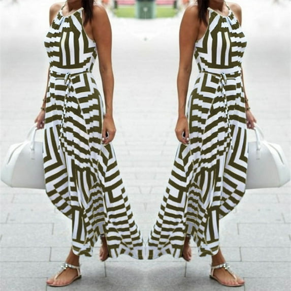 Summer Saving Clearance!LEBONYARD Womens Summer Dresses,Women Sexy Summer Boho Maxi Long Evening Party Beach Dress Sundress Green S