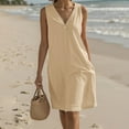 thumbnail image 1 of Summer Saving Maxi Dress Plus Size, Women's Fashion Crewneck Loose Half Sleeve Solid Knee-length Dress(Beige,XL), 1 of 6