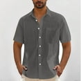 thumbnail image 1 of Summer! Mens Shirts Short Sleeve T-Shirts with Pocket Button-Down Collared Lightweight Solid Color Beach Tshirts Tees, 1 of 6
