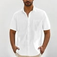thumbnail image 1 of Summer! Mens Shirts Short Sleeve T-Shirts with Pocket Button-Down Collared Lightweight Solid Color Beach Tshirts Tees, 1 of 7