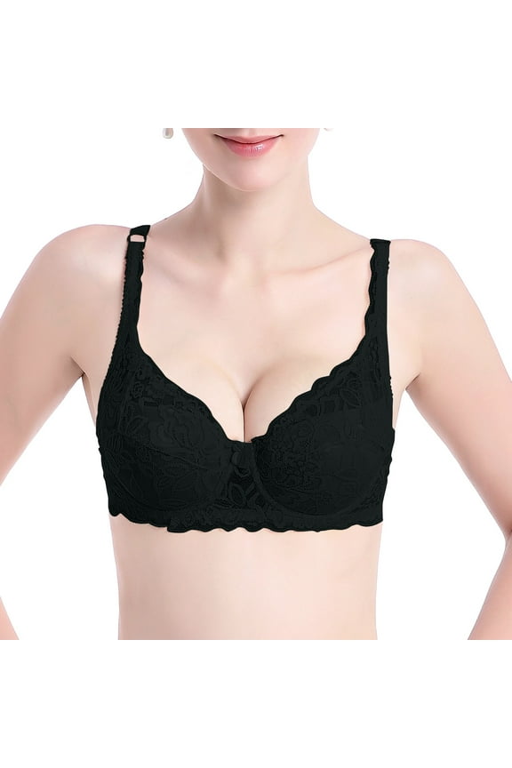 Women Breathable Bras Push Up Sexy Lace Bras Black Size 32b to 40b