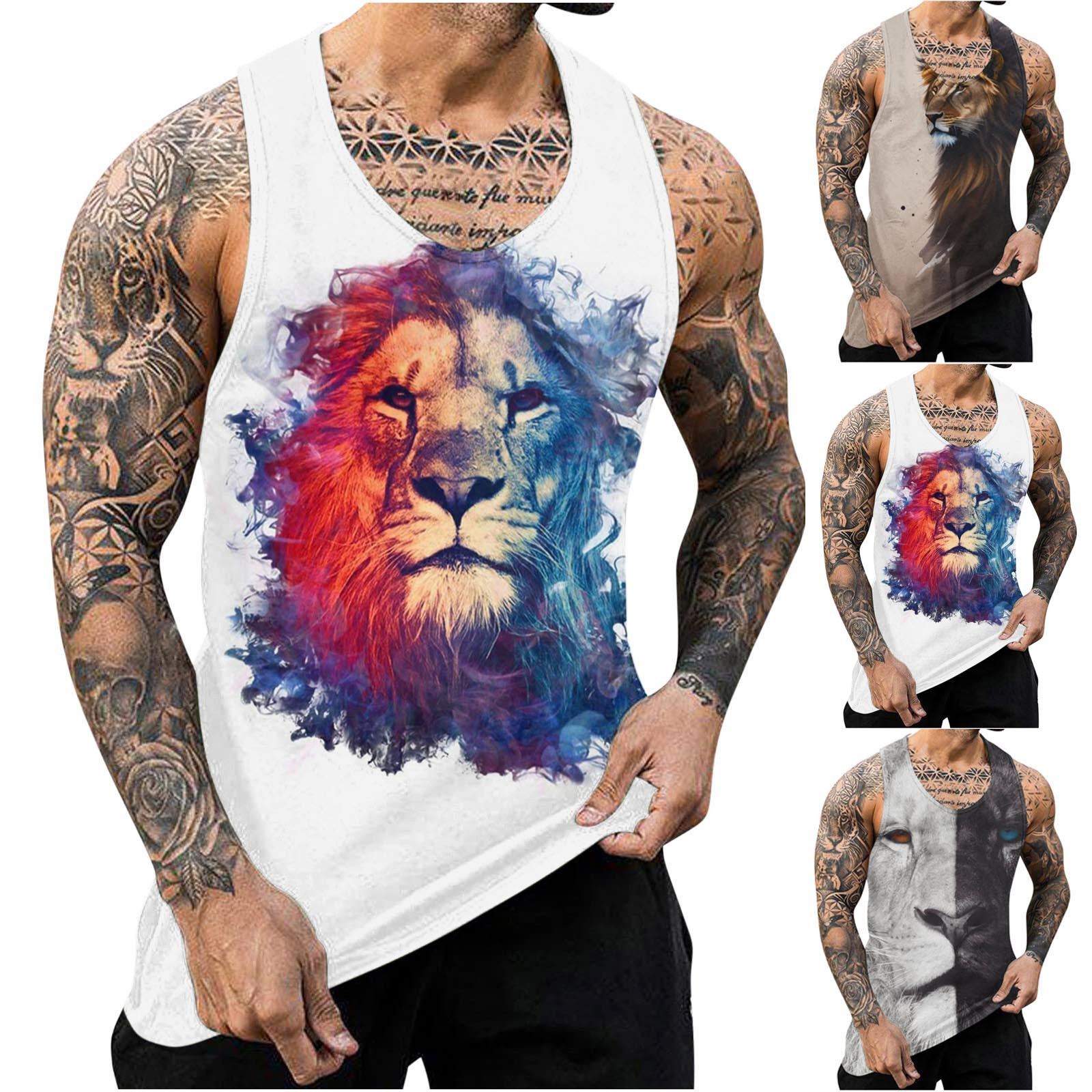 Summer Saving Clearance POROPL Men Undershirts Tank Black Plus Size