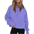 thumbnail image 1 of Summer Saving Clearance POROPL Sweatshirt for Lady Fleece Crop Sports Pullover Love Sweater Fall Long Sleeve Winter Quarter Zip Up Womens Zip Up Hoodies Dark Blue Size L(US:8), 1 of 6