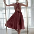 thumbnail image 1 of Summer Saving Clearance Plus Size Dresses, Womens Summer Sexy Strap Pleated Solid Sleeveless And Linen Backless Strapless Dress(Wine,M), 1 of 8