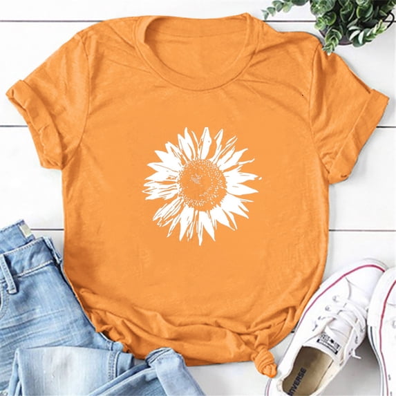 Summer Saving Clearance! T Shirts for Women Blouses for Women Fashion 2023 Dinosaur Birthday Shirt Cute Clothes for Teen Girls Graphic Tee Dinosaur Headband Teen Gifts for Girls Ages 14-16 Yc-Orange