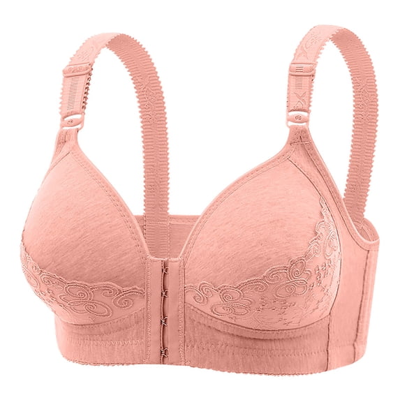 THDHVS Womens Plus Size Bras,Middle Aged and Elderly Bras without Steel Rings Large Size Underwear Front Button Style Bra Comfortable Bra Pink 36