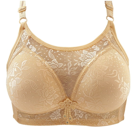 THDHVS Bras for Womens,Fashion Solid Color Steel Rings Lace Pad Gathering Daily Bra Yellow