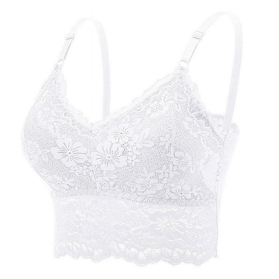 THDHVS Womens Plus Size Bras,Fashion Women Solid Color Steel Rings Lace Pad Gathering Camisole integrated Type Daily Bra White36