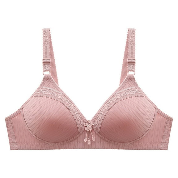 THDHVS Womens Plus Size Bras,Wireless Bras for Women,Fashion Women Solid Color Wireless Lace Flower Decoration Pad Gathering Daily Bra Pink 38