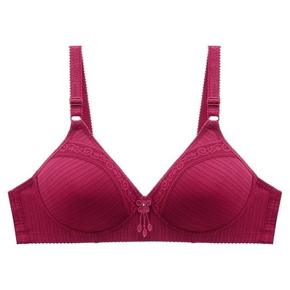 THDHVS Womens Plus Size Bras,Wireless Bras for Women,Fashion Women Solid Color Wireless Lace Flower Decoration Pad Gathering Daily Bra Wine 40