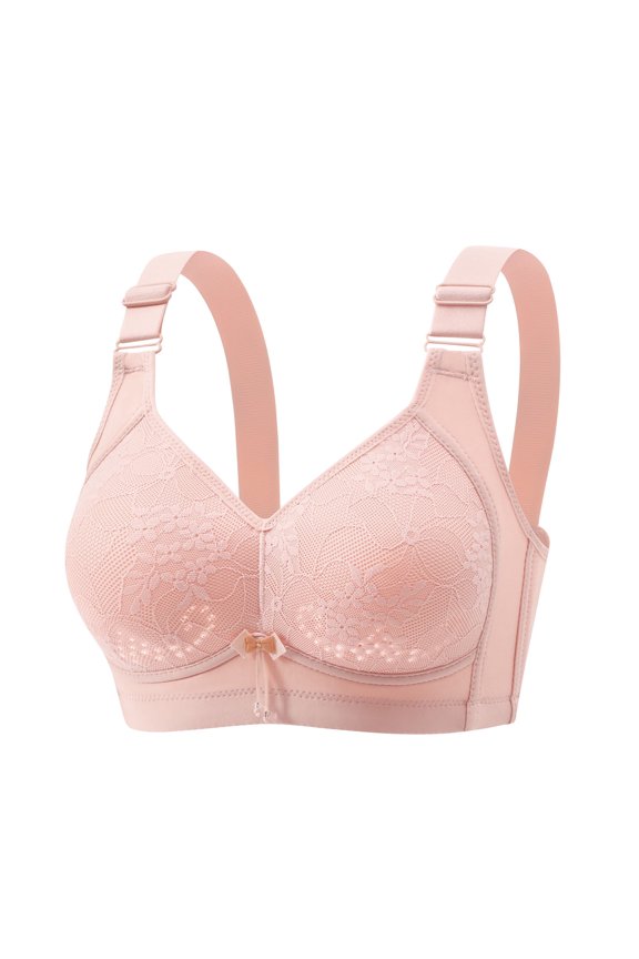 Womens Plus Size Bras,Womens Sports Bras,Lady's Fashion Comfortable Breastplate Lace Breathable Bra Underwear No Rims Pink 34