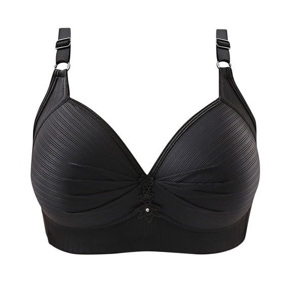 THDHVS Womens Plus Size Bras,Wireless Bras for Women,Lady's Fashion Plus Size Comfortable Push Up Hollow Out Bra Underwear Black 50