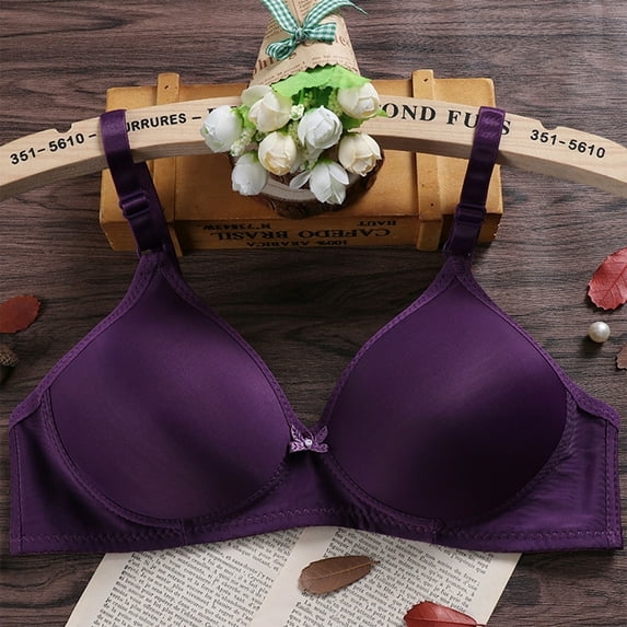 THDHVS Bras for Women,Womens Plus Size Bras,Women's Gathered-friendly Underwear Beautiful Back Wrap Bra Back Buckle Shoulder Strap Bra Purple 36