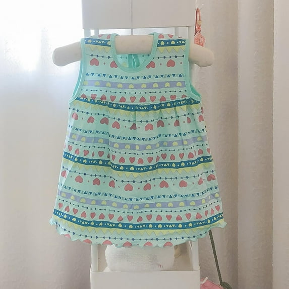 Summer Saving Clearance! THDHVS Girls Summer Dresses, Dresses for Kids, Summer Baby Girl Infant Lace Skirt Pattern Print Sleeveless Dress Multicolor 0-2 Years