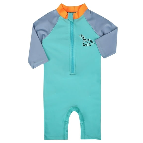THDHVS Kids Swimsuits, Bathing Suits for Girls, Toddler Kids Boys Girls Fashion Cute Print Long Sleeve Sunscreen Seaside Surfing Swimsuit Blue 1-2 Years