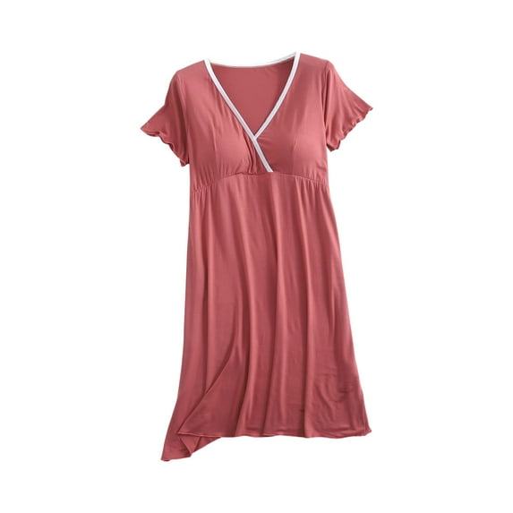 Summer Saving Clearance! THDHVS Maternity Dresses for Women,Short Sleeve Postpartum Clothing for Pregnant Women Breastfeeding Dress Home Clothing Short Sleeve-neck Dress