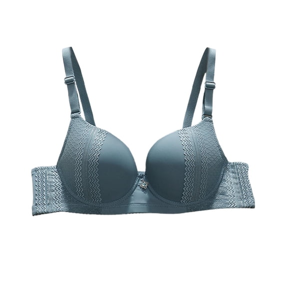 THDHVS Bras for Women,Wireless Bras for Women,Daily Adjustable Underwear Gathered Thin Bra without Steel Ring Blue 85BC