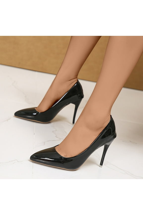 Summer Saving Clearance! Itsun High Heels Spring and New Fashion Shallow Mouth Pointed Thin Heels Women's Shoes Black US Size 10.5