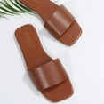thumbnail image 1 of Summer Saving Clearance! Tuobarr Women's Slide Sandals Woman's Head One-Line Sandals Solid Color Flat Slippers Color Everything Matching Sandals Brown US Size 4.5, 1 of 5