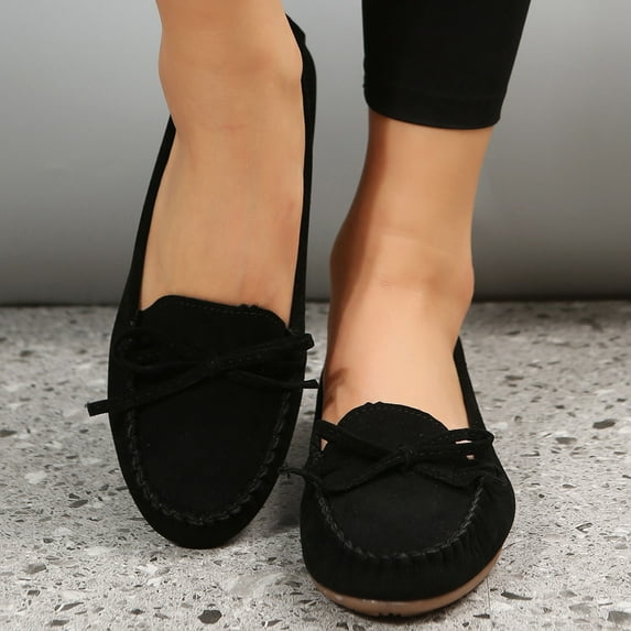 Summer Saving Clearance! Itsun Womens Dress Shoes Woman's Fashion Comfortable Round Toe Low Heels Shoes Bowknot Solid Color Casual Shoes Black US Size 8.5