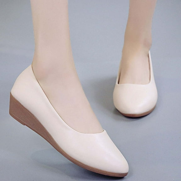 Summer Saving Clearance! Itsun Womens Dress Shoes Women's Fashion Pointed Toe Shoes Solid Color Casual Comfortable Wedges Shoes White US Size 7