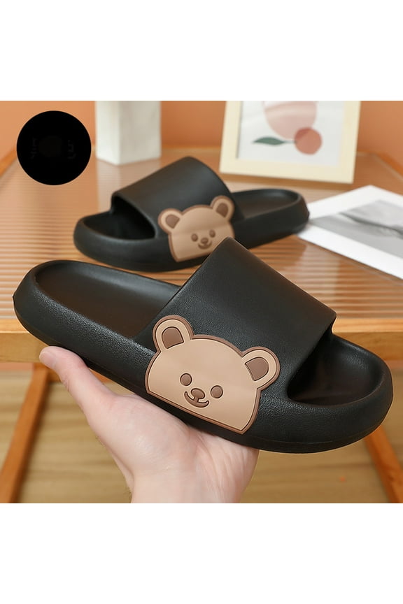 Summer Saving Clearance! Tuobarr Womens Slides Couple Indoor Cute Eva Slippers Non-Slip Men Women Household Sandals and Slippers Black US Size 7.5