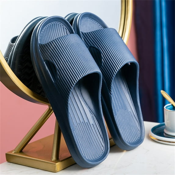 Summer Saving Clearance! Tuobarr Womens Slides Women Men Slippers Home Couple Shoes Indoor Outside Soft Soled Slippers Navy US Size 8.5