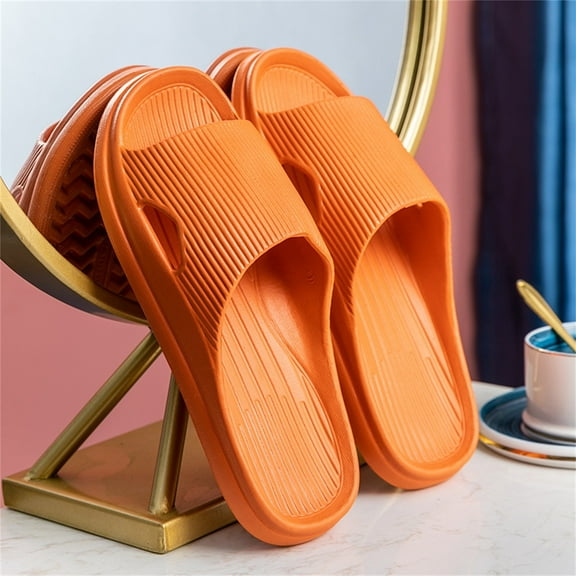 Summer Saving Clearance! Tuobarr Womens Slides Women Men Slippers Home Couple Shoes Indoor Outside Soft Soled Slippers Orange US Size 6