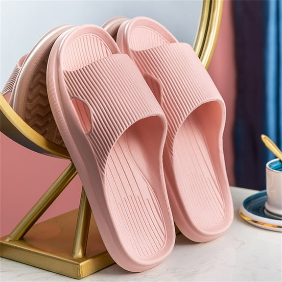 Summer Saving Clearance! Tuobarr Womens Slides Women Men Slippers Home Couple Shoes Indoor Outside Soft Soled Slippers Pink US Size 8.5