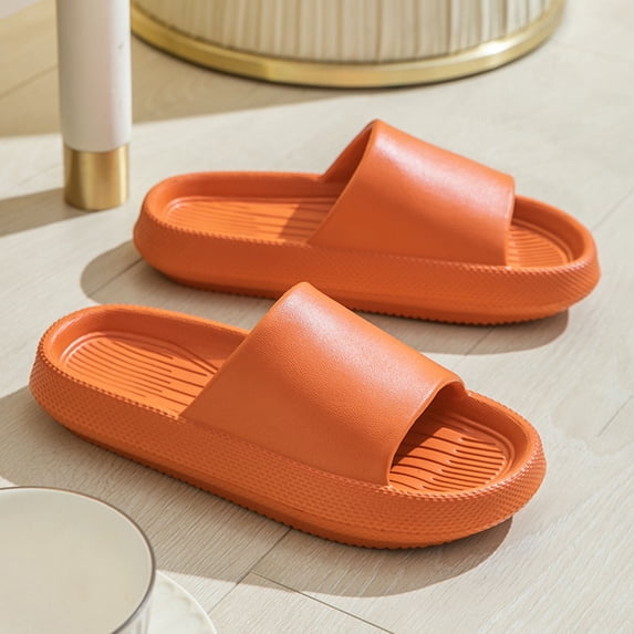 Summer Saving Clearance! Tuobarr Womens Slides Womens Mens Solid Color Slippers Super Soft Breathable -Slip Bedroom Home Slippers Orange US Size 4.5