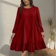 thumbnail image 1 of Summer Saving Under $20 Womens Dresses, Women's Striped Sleeveless Round Neck Fitted Mid Short Dress(Red,L), 1 of 6