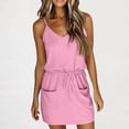 thumbnail image 1 of Summer Saving Under $20 Womens Dresses, Women's Summer Sexy Fashion Solid Color Sleeveless V-Neck Bandage Pocket Dress(Pink,XXL), 1 of 5