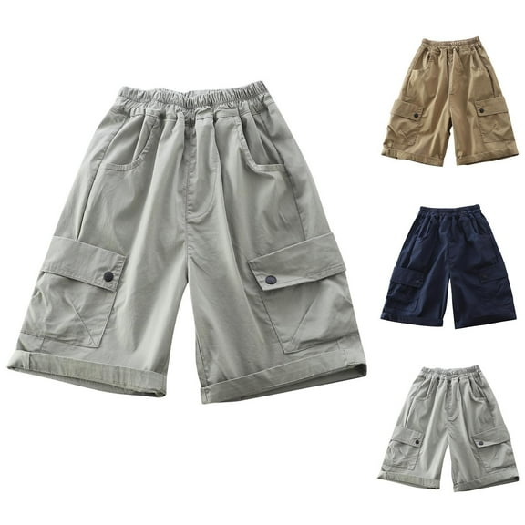 WRKEKC Boys Shorts,Boys' Summer Loose Thin Five Quarter Pants Elastic Sports Pants Work Pants Outerwear Pants Shorts Five Quarter Pants