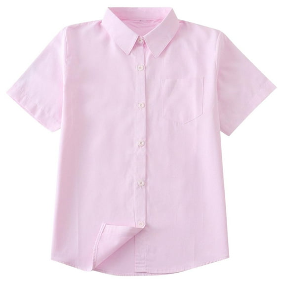 WRKEKC Boys Button Down Shirt Short Sleeve, Boys Summer Casual T-Shirts, 10-16 Years Middle Aged Children's Casual Solid Color Pocket Button Short Sleeve Lapel Top/shirt