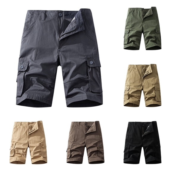WRKEKC Cargo Shorts for Men, Summer Shorts for Men, Men's Pockets Cargo Pants Casual Button Classic Summer Short with Multi Pockets L