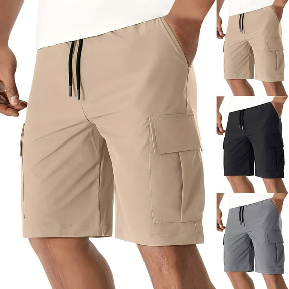 WRKEKC Cargo Shorts for Men, Summer Shorts for Men, Men's Summer Sports Shorts Casual Workwear Shorts Men's Solid Color Drawstring Shorts XL