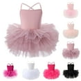 thumbnail image 1 of WRKEKC Toddler Girls Ballet Dress Spaghetti Strap Solid Color Dance Leotard with Tulle Tutu Skirt for 2-6 Years Kids, 1 of 2
