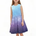 thumbnail image 1 of WRKEKC Girls Summer Dress, Girls Casual Dress, Girls' Summer Sequin Stars Dot Sleeveless Round Neck Mid Size Waist Cinched Dress 3 Years, 1 of 7