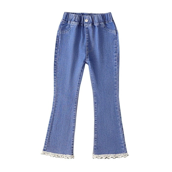 WRKEKC Casual Jeans for Girls, Girls Summer Denims, Spring Style Middle and Large Girls' Wave Pants Elastic Jeans Bottom Pants Girls' Stylish Pants