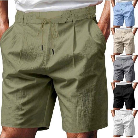 WRKEKC Mens Casual Shorts, Summer Shorts for Men, Men Casual Solid Drawstring Elastic with Pockets Shorts XXL